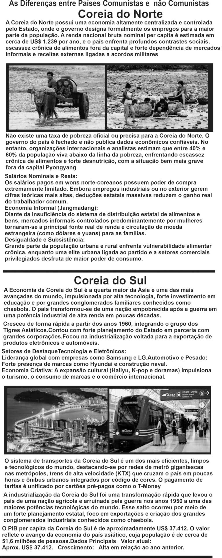 Diferenças Coreia do Norte X Coreia do Sul_ok