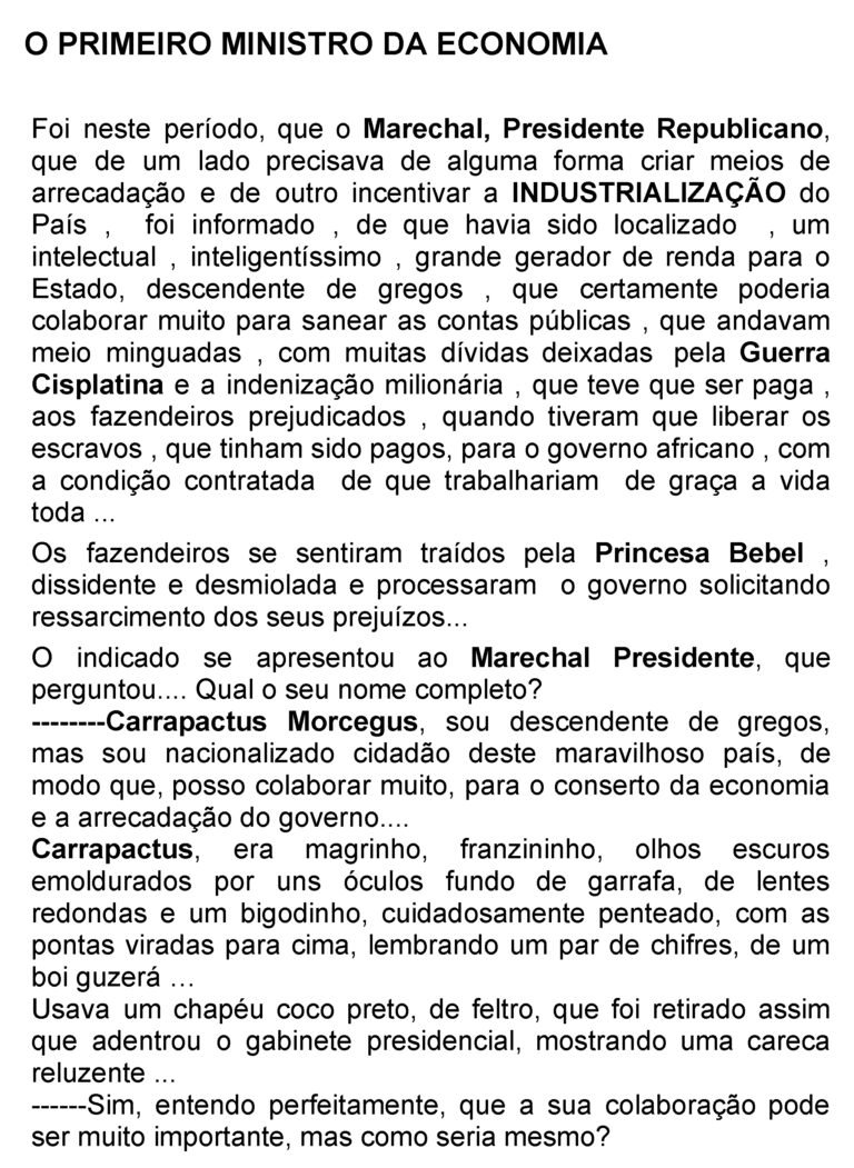 O PRIMEIRO MINISTRO DA ECONOMIA
